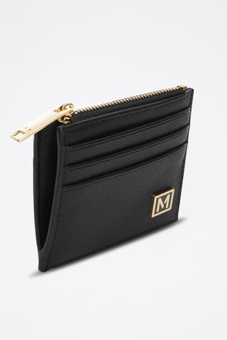 Porte-cartes effet saffiano - Noir