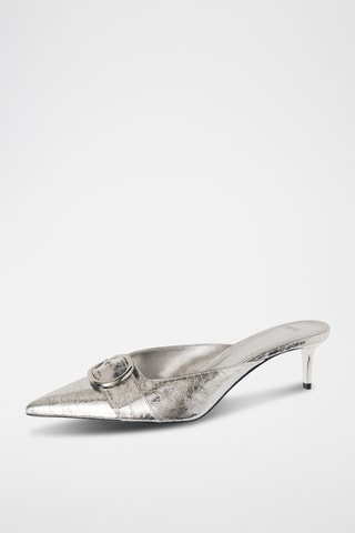 Chaussures métallisées talon boucle - Argenté