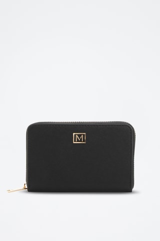 Portefeuille effet saffiano - Noir