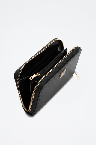 Portefeuille effet saffiano - Noir