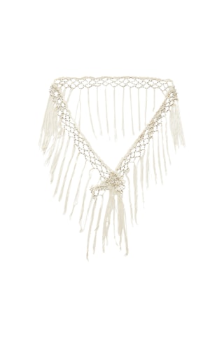 Foulard détail perles - Crème