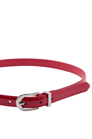 Ceinture métallisée à boucle - Rouge