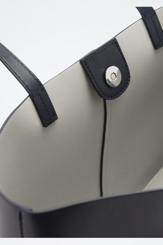 Sac shopper similicuir - Bleu nuit
