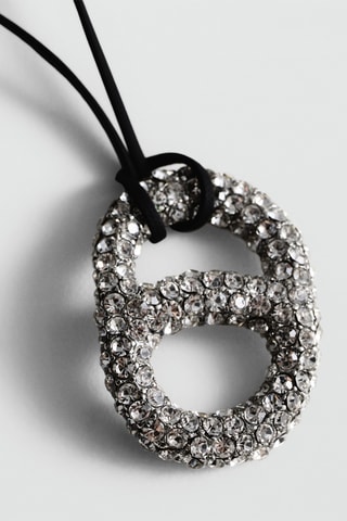 Collier cordon cristaux - Noir