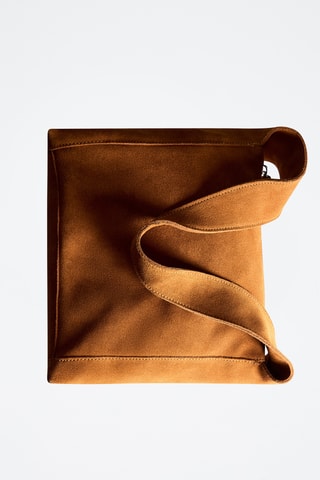 Sac suède porté épaule - Marron