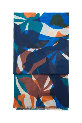 Foulard imprimé - Bleu et orange