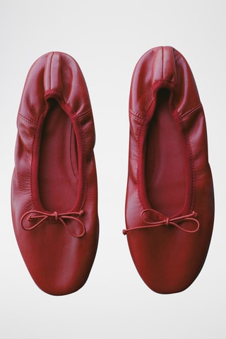 Ballerines cuir nœud - Rouge
