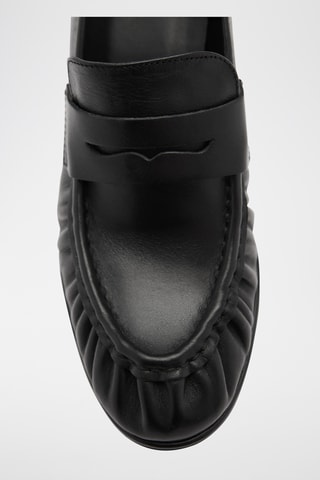 Chaussures froncées cuir talon - Noir