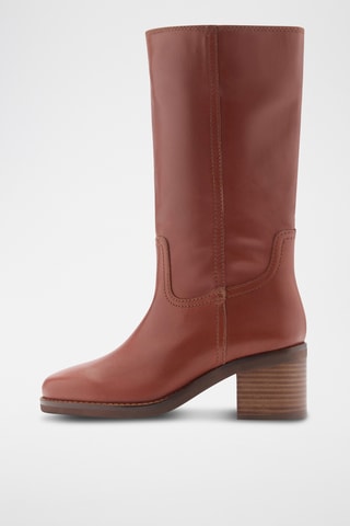 Bottines cuir talon bloc - Marron