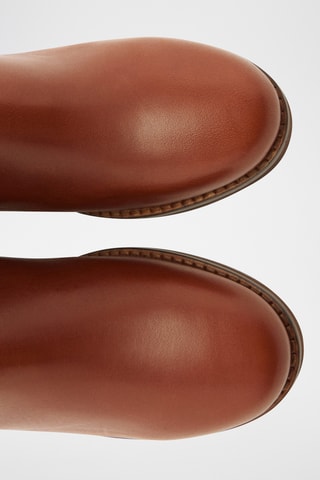 Bottines cuir talon bloc - Marron