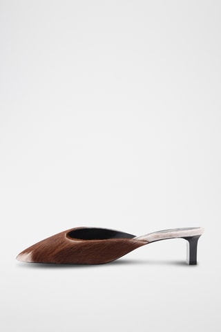 Chaussures talon ouvertes à l'arrière cuir - Marron