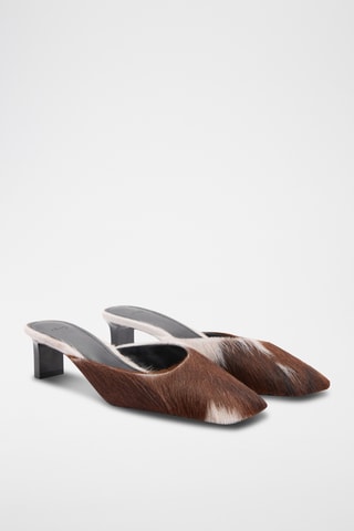 Chaussures talon ouvertes à l'arrière cuir - Marron