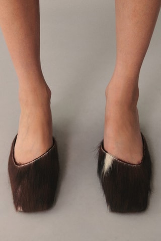 Chaussures talon ouvertes à l'arrière cuir - Marron