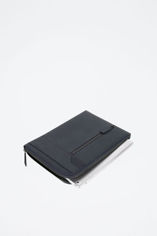 Pochette en cuir pour ordinateur portable - Bleu marine - Picadro