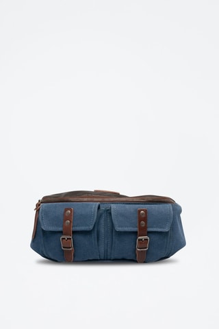 Sac tube en cuir - Bleu et marron - Picadro