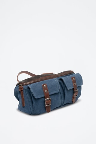 Sac tube en cuir - Bleu et marron - Picadro