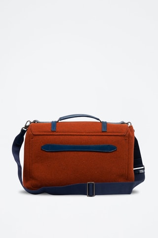 Sac bandoulière en cuir et laine Casentino - Bleu marine et marron - Picadro