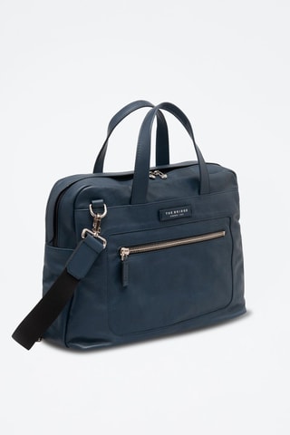 Sac bandoulière en cuir de veau - Bleu marine et marron - Picadro