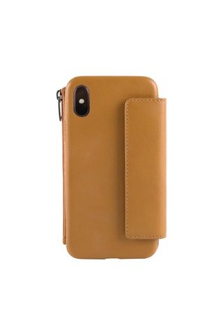 Coque en cuir pour iPhone 11 avec portefeuille - Camel - Picadro