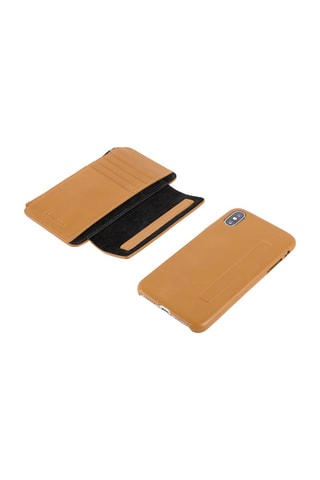 Coque en cuir pour iPhone 11 avec portefeuille - Camel - Picadro