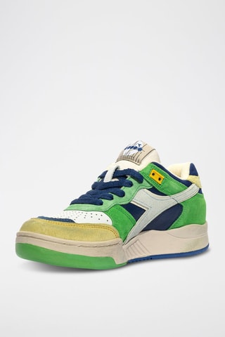 Baskets en cuir B.560 - Vert et bleu - Diadora