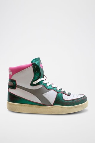 Baskets montantes en cuir Metal Mix Used - Vert et blanc - Diadora