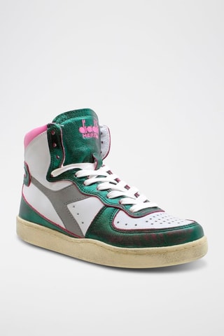 Baskets montantes en cuir Metal Mix Used - Vert et blanc - Diadora