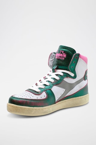 Baskets montantes en cuir Metal Mix Used - Vert et blanc - Diadora