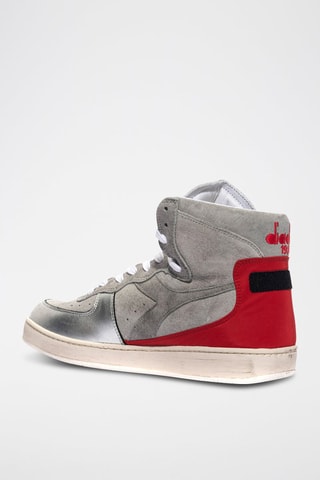 Baskets montantes en cuir Rally - Argenté et rouge - Diadora
