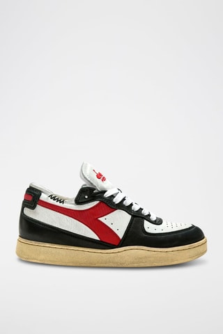 Baskets en cuir Row Cut - Blanc et noir - Diadora