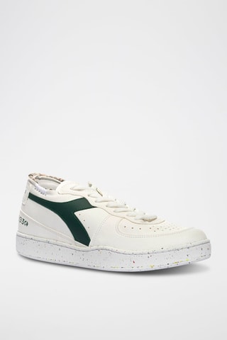 Baskets en cuir Row Cut 2030 - Blanc et vert bouteille - Diadora