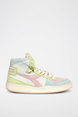Baskets montantes en cuir Arcobaleno - Vert et rose - Diadora