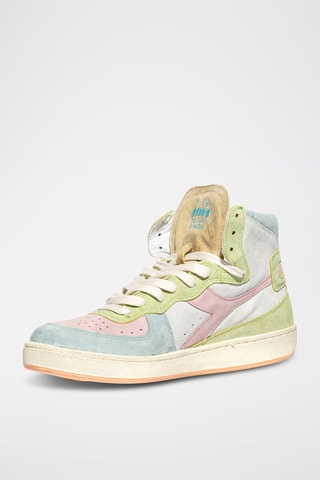 Baskets montantes en cuir Arcobaleno - Vert et rose - Diadora