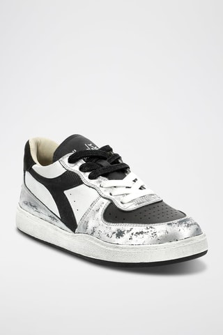 Baskets en cuir Metallic Dirty - Noir et blanc - Diadora
