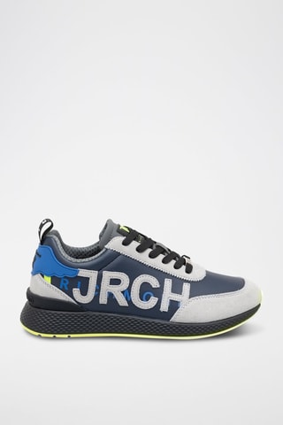Sneakers en nubuck - Gris clair et bleu marine - Richmond