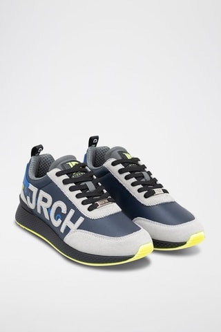 Sneakers en nubuck - Gris clair et bleu marine - Richmond