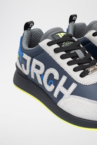 Sneakers en nubuck - Gris clair et bleu marine - Richmond