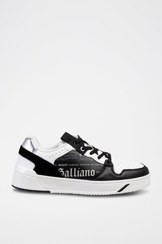 Baskets en cuir de veau - Blanc et noir - Galliano - Richmond