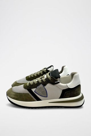 Baskets en cuir - Kaki et beige - Philippe Model