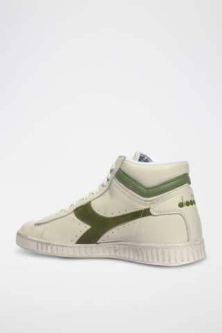 Baskets montantes en cuir Game L High Waxed Suede Pop - Blanc et kaki - Diadora