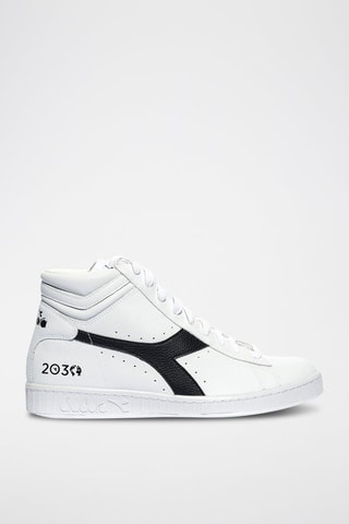 Baskets montantes en cuir Game L High 2030 - Blanc et noir - Diadora