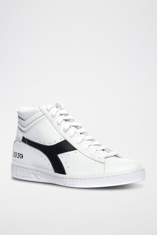 Baskets montantes en cuir Game L High 2030 - Blanc et noir - Diadora