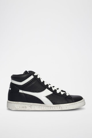 Baskets montantes en cuir Game L High Waxed - Noir et blanc - Diadora