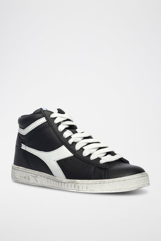 Baskets montantes en cuir Game L High Waxed - Noir et blanc - Diadora