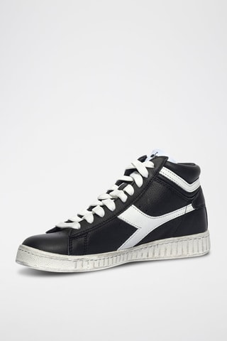 Baskets montantes en cuir Game L High Waxed - Noir et blanc - Diadora