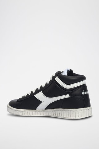 Baskets montantes en cuir Game L High Waxed - Noir et blanc - Diadora