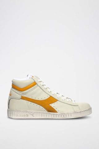 Baskets montantes en cuir Game L High Waxed Suede Pop - Blanc et jaune - Diadora