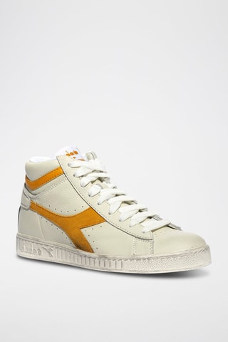Baskets montantes en cuir Game L High Waxed Suede Pop - Blanc et jaune - Diadora
