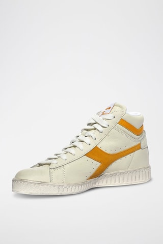 Baskets montantes en cuir Game L High Waxed Suede Pop - Blanc et jaune - Diadora