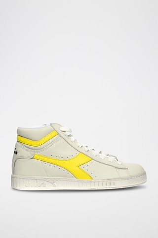 Baskets montantes en cuir Game L High Fluo - Beige et jaune - Diadora